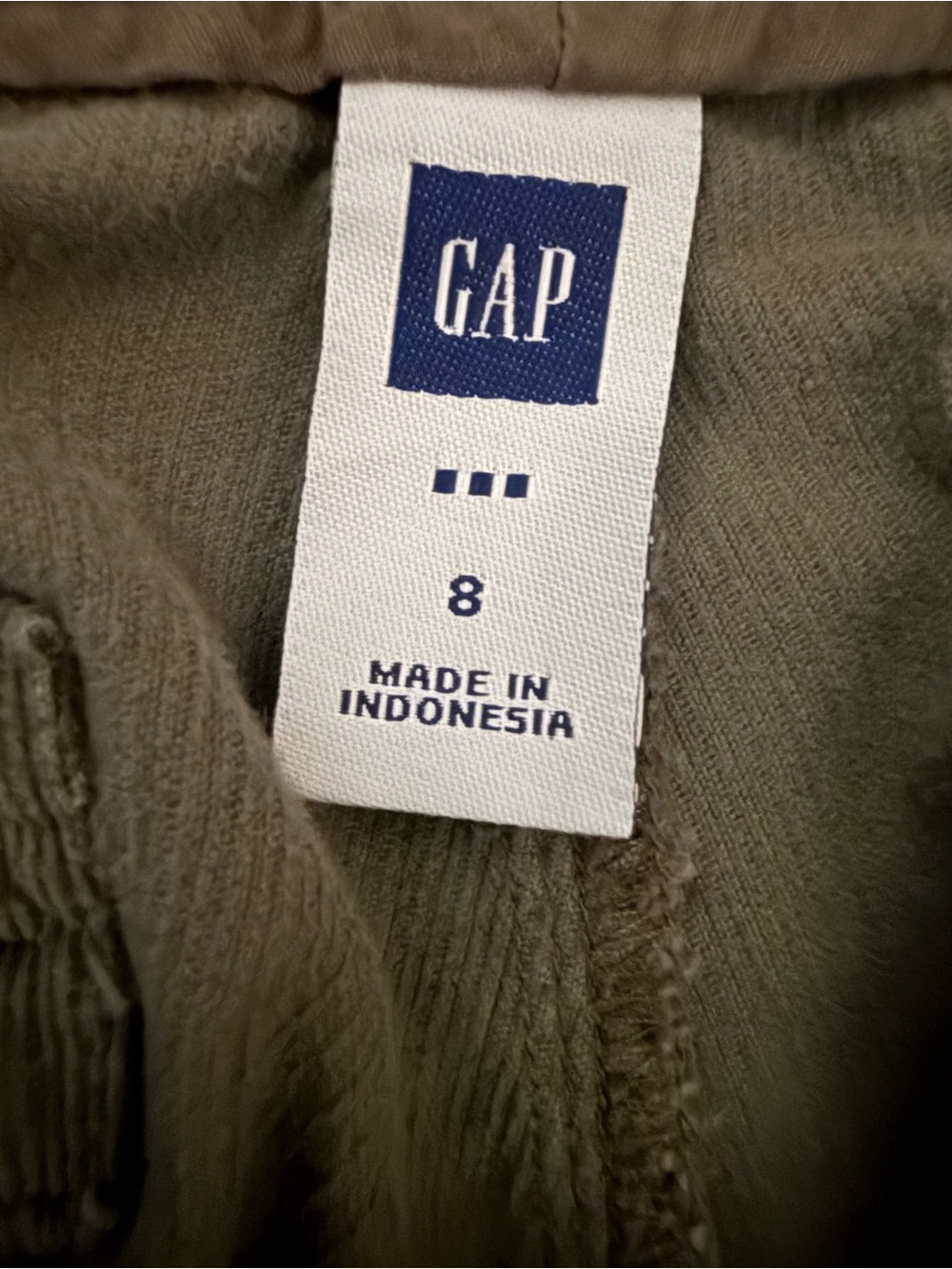 Vintage Y2K GAP Olive Green Corduroy Cargo Capris Size 8 - Picture 3 of 4